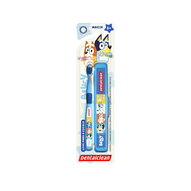 Escova Dental Infantil Dentalclean Bluey Macia 1 Unidade + Estojo