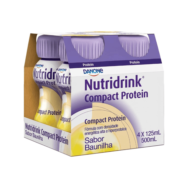 Kit Suplemento Adulto Nutridrink Compact Protein Nutrição Enteral e Oral Sabor Baunilha 4 Unidades 125ml