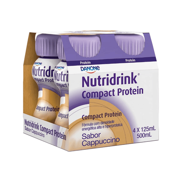 Kit Suplemento Adulto Nutridrink Compact Protein Nutrição Enteral e Oral Sabor Cappucino 4 Unidades 125ml