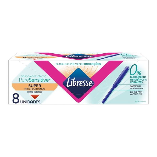 Absorvente Interno com Aplicador Longo Libresse Pure Sensitive Super 8 Unidades