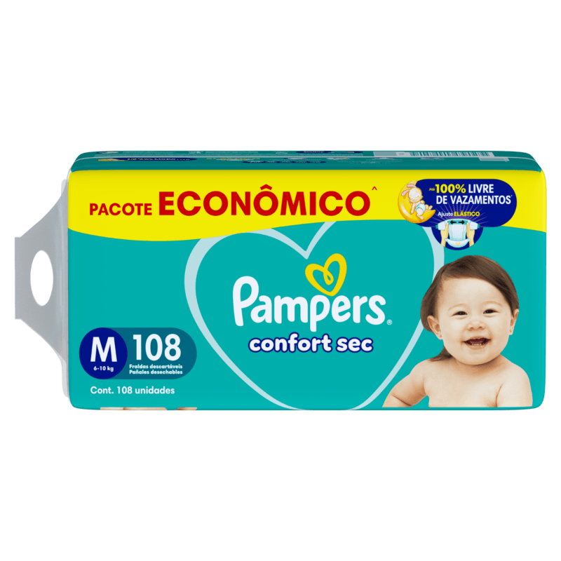Fralda Pampers Confort Sec Max M 108 Unidades