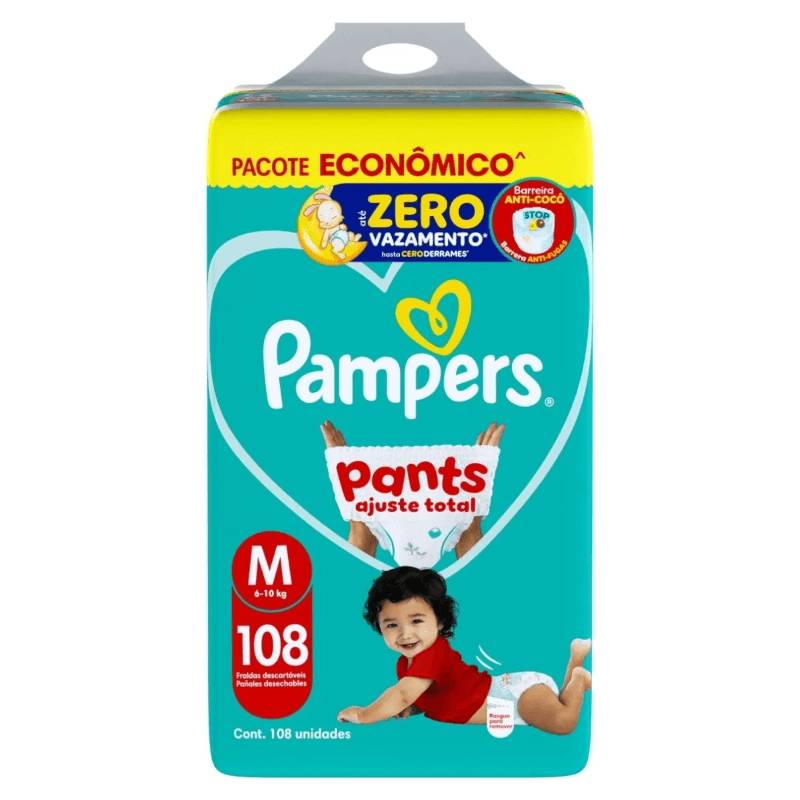 Fralda Pampers Pants Ajuste Total M 108 Unidades