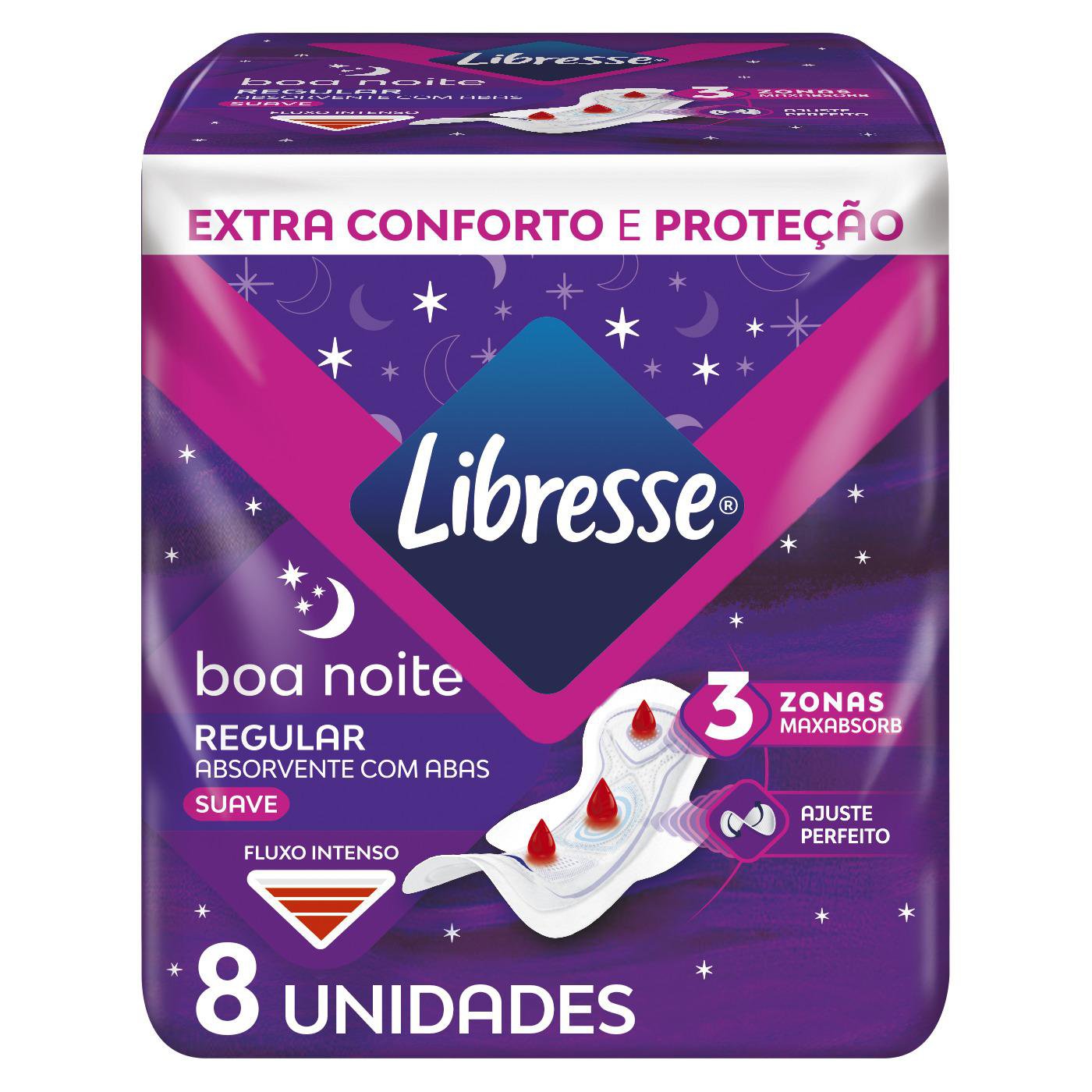 Absorvente Noturno Libresse Boa Noite com Abas 8 Unidades