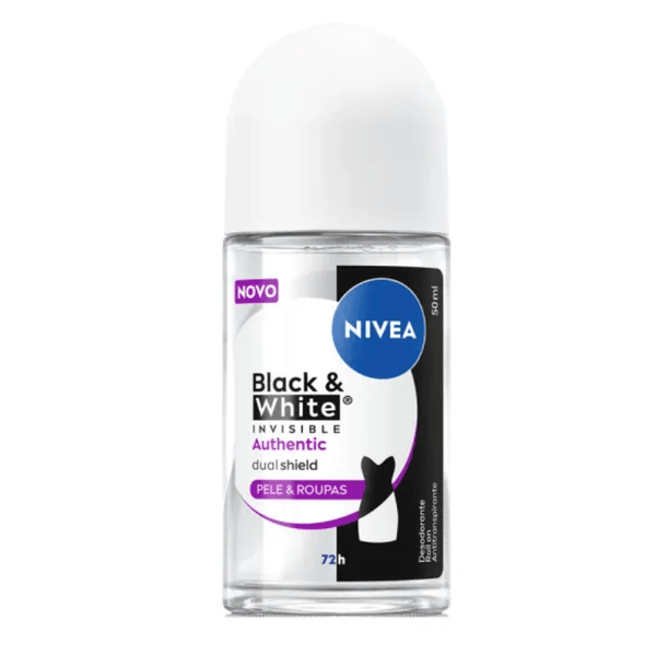 Desodorante Antitranspirante Roll-on Nivea Black & White Invisible Authentic 72h 50ml