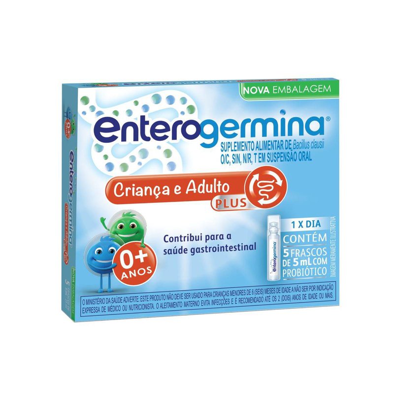 Suplemento Alimentar Probiótico Enterogermina Plus Criança e Adulto 5 Frascos 5ml Cada