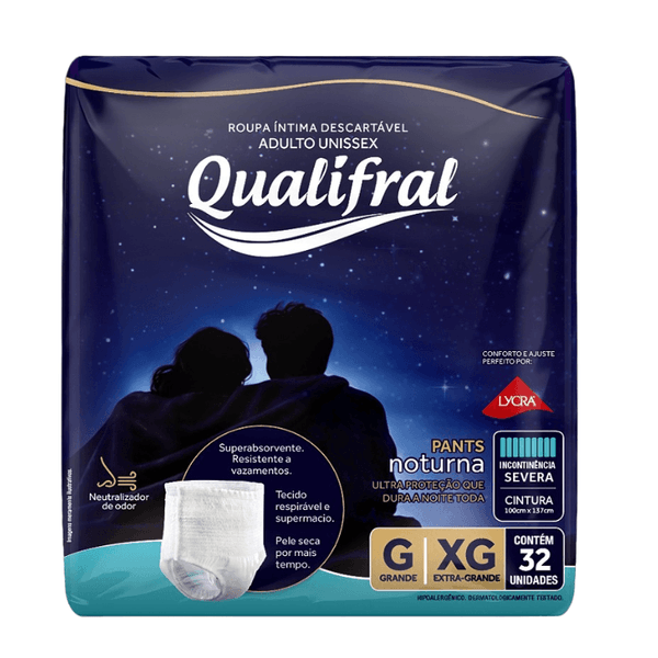 Roupa Íntima Descartável Qualifral Pants Noturna G/XG 32 Unidades