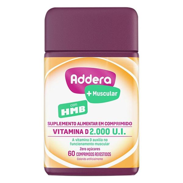 Suplemento Alimentar Addera + Muscular 2.000UI HMB 60 Comprimidos Revestidos