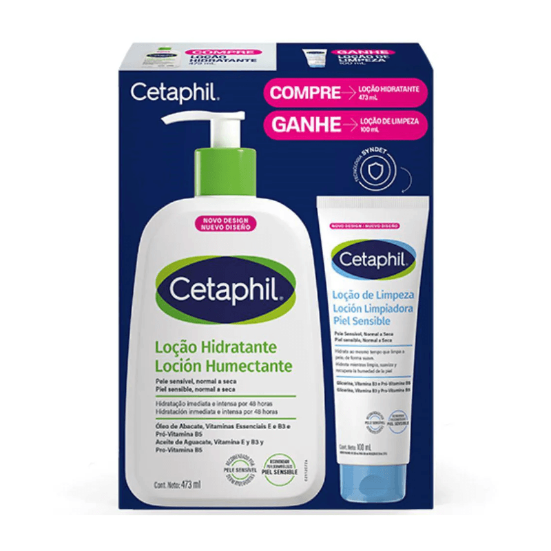 Kit Loção Hidratante Cetaphil Pele Sensível, Normal e Seca 473ml + Loção de Limpeza Cetaphil Pele Sensível, Normal a Seca 100ml