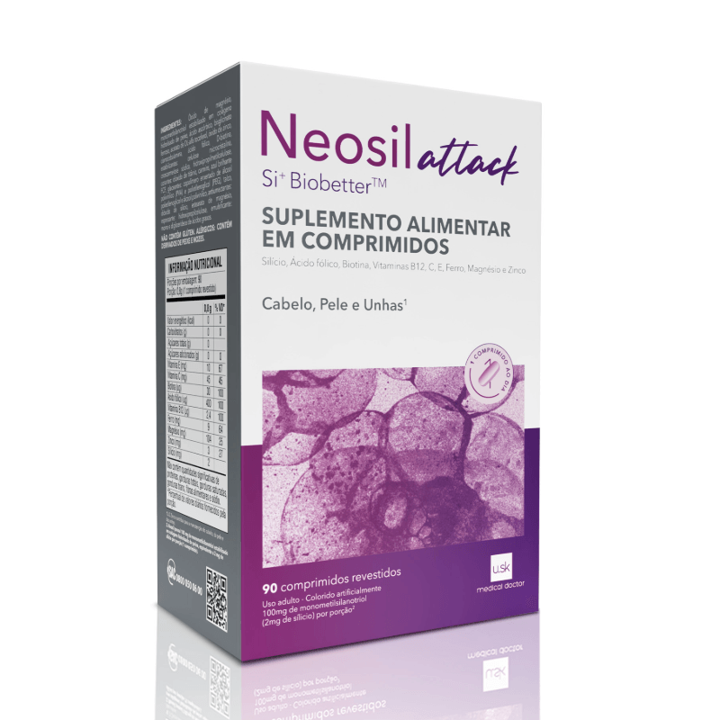 Suplemento Alimentar Neosil Attack para Cabelos, Unhas e Pele 90 Comprimidos Revestidos