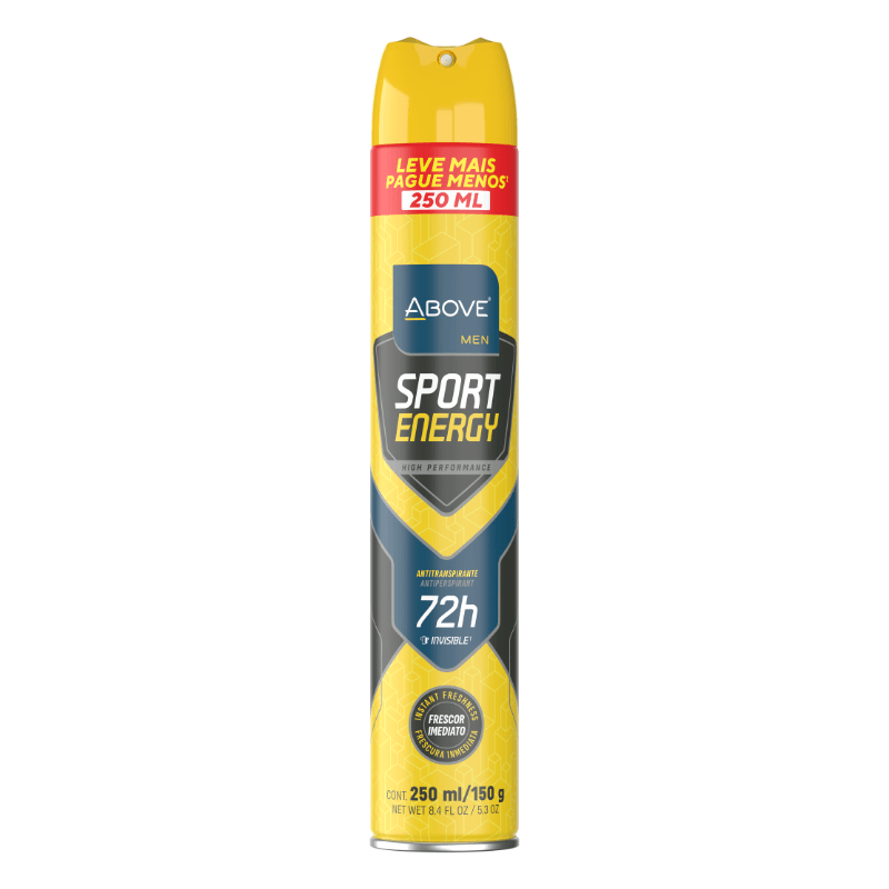Desodorante Antitranspirante Aerosol Above Men Sport Energy 72h 250ml