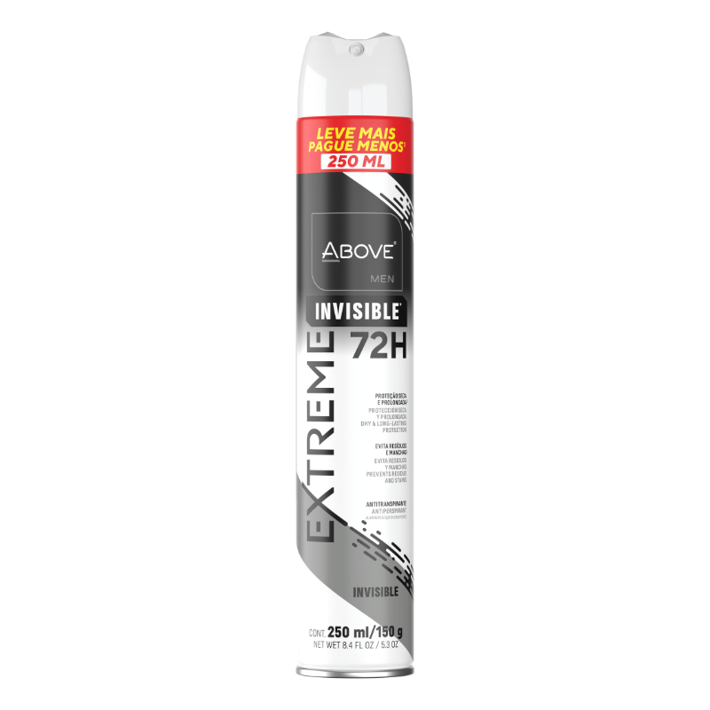 Desodorante Antitranspirante Aerosol Above Men Extreme Invisible 72h 250ml