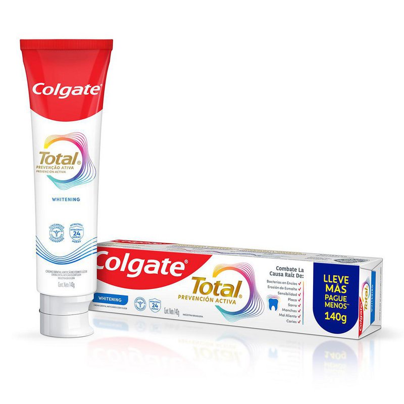 Creme Dental Colgate Total Whitening Prevenção Ativa 140g