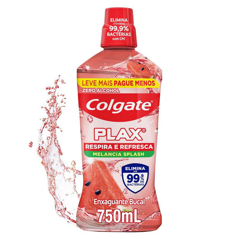 Enxaguante Bucal Colgate Plax Respira e Refresca Sabor Melancia 750ml