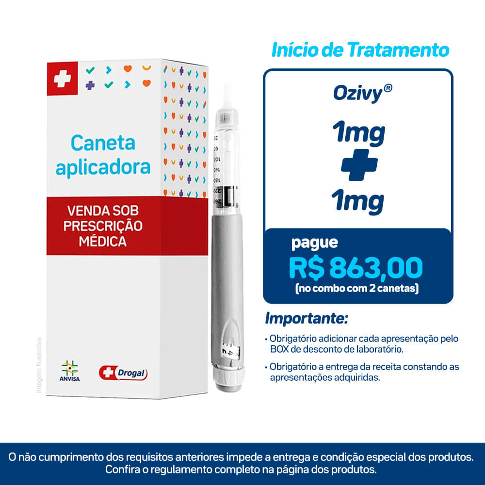 Ozivy 1mg Solução Injetável Subcutânea 1 Caneta Aplicadora Preenchida 3ml + 4 Agulhas Descartáveis