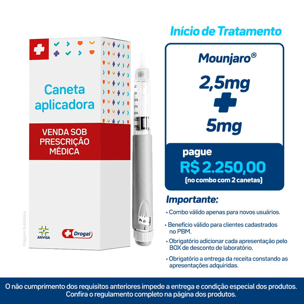 Mounjaro 5mg/0,5ml Solução Injetável Subcutânea 4 Canetas Aplicadoras de 0,5ml