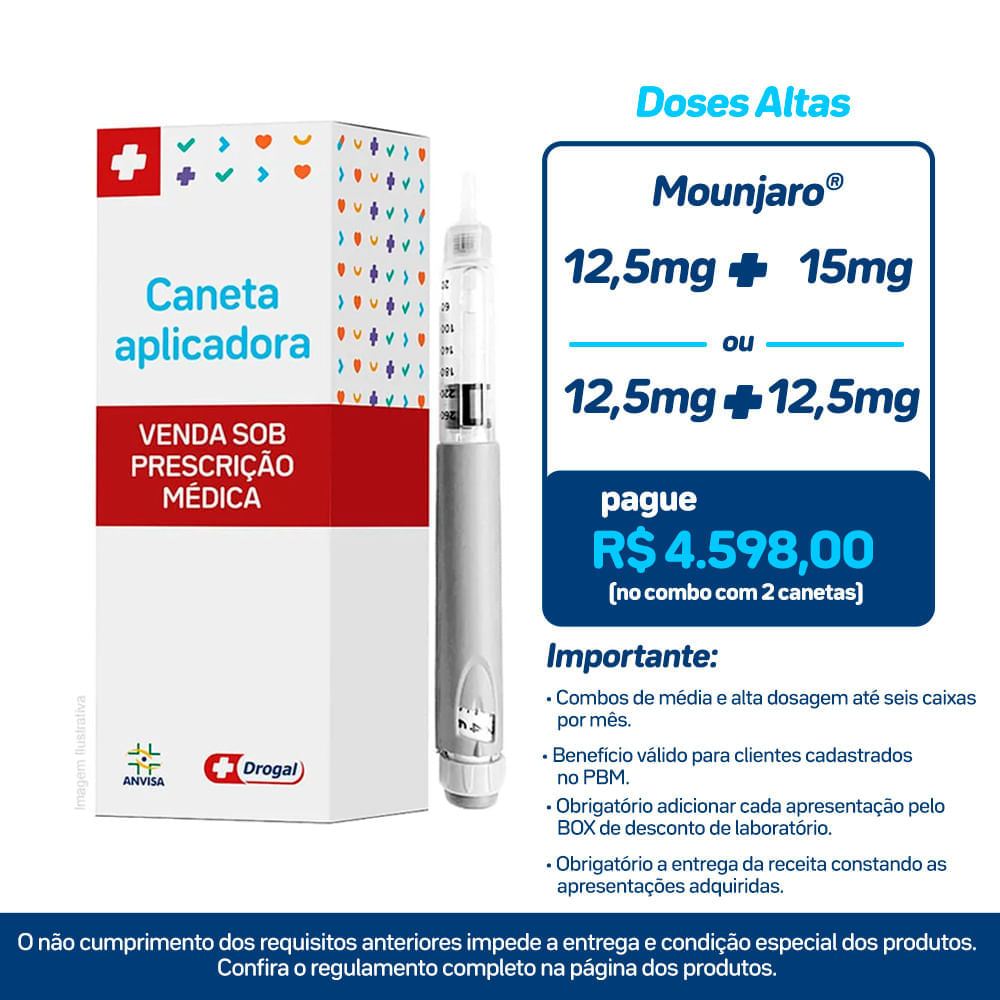 Mounjaro 12,5mg/0,5ml Solução Injetável Subcutânea 4 Canetas Aplicadoras de 0,5ml