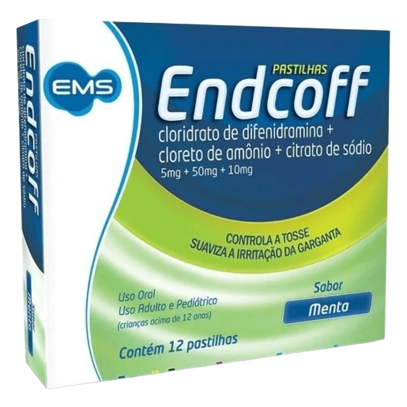 Pastilhas para Garganta Endcoff Sabor Menta 12 Pastilhas
