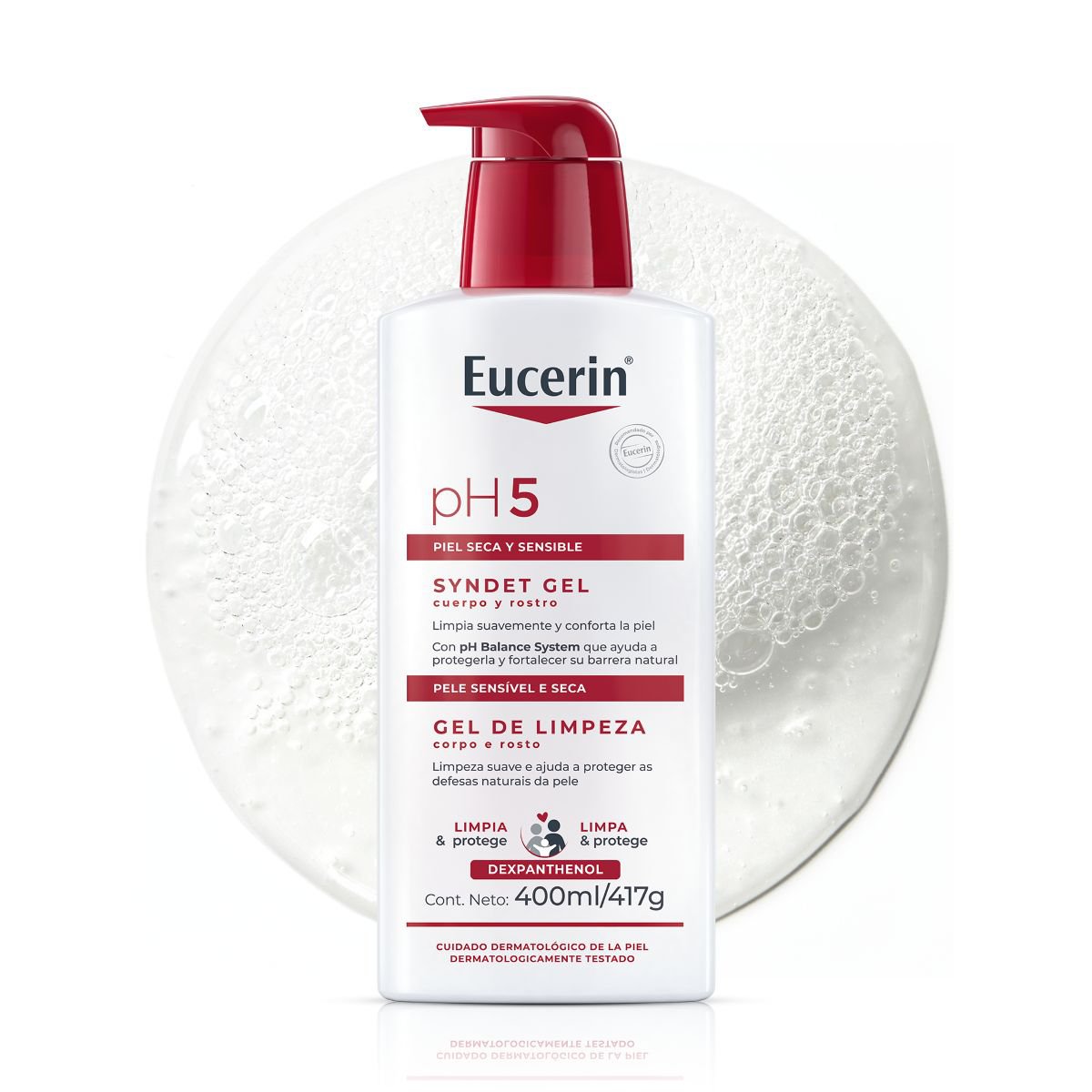 Gel de Limpeza Corpo e Rosto Eucerin PH5 Pele Sensível e Seca 400ml