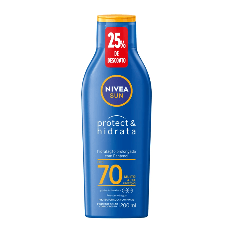 Protetor Solar Corpo e Rosto Nivea Sun Protect & Hidrata FPS70 25% de Desconto 200ml