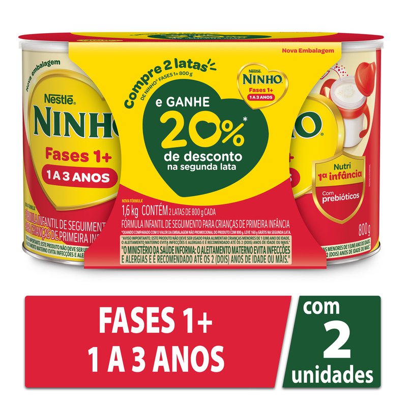 Kit Fórmula Infantil Ninho Fases 1+ 2 Unidades 800g — foto 3